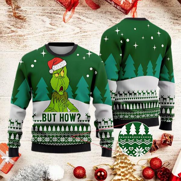 Angry But How Green Grinch Ugly Christmas Sweater - TeePro