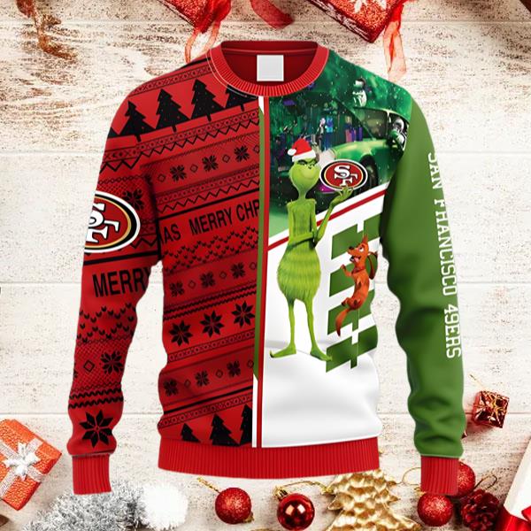 NFL Fans San Francisco 49ers Grinch & Scooby Doo Christmas Ugly... - TeePro