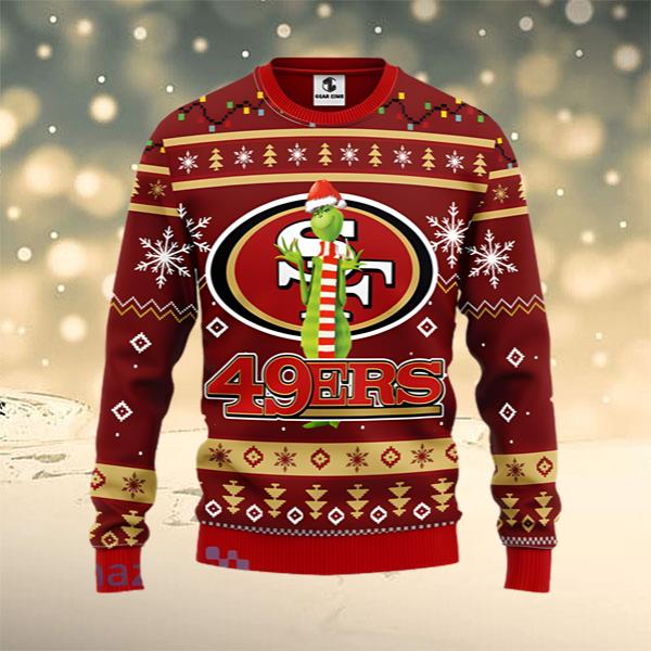 NFL San Francisco 49ers Logo With Funny Grinch Ugly Christmas Sweater ...